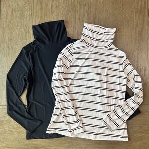 Bundle of 2 Apt. 9 Turtlenecks Size Medium Black and Striped